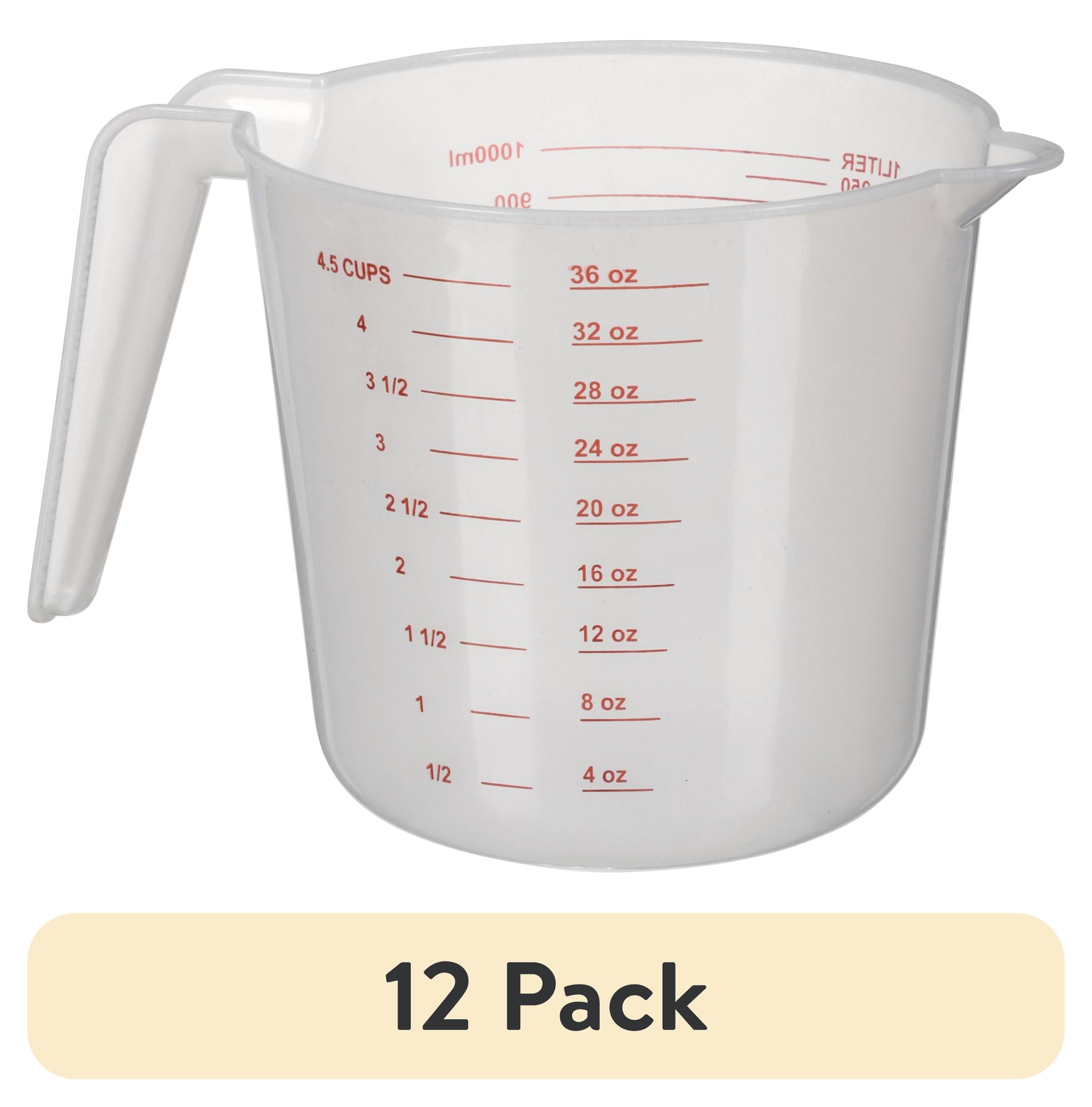 (12 pack) Mainstays 4 Cup PP Plastic Measuring Cup, 32 oz, Clear